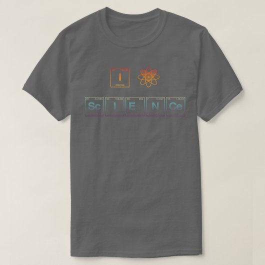 I LOVE SCIENCE written in Periodic Table Elements T-shirt (Design voorkant)