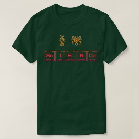 I LOVE SCIENCE written in Periodic Table Elements T-shirt (Design voorkant)