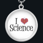 I Love Science Zilver Vergulden Ketting<br><div class="desc">Ik hou van wetenschap. Een hart met een atoom model dat eromheen gewikkeld is,  is een groot geschenk voor een wetenschapper.</div>