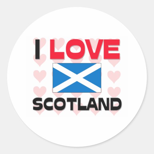 I Love Scotland Ronde Sticker (Voorkant)
