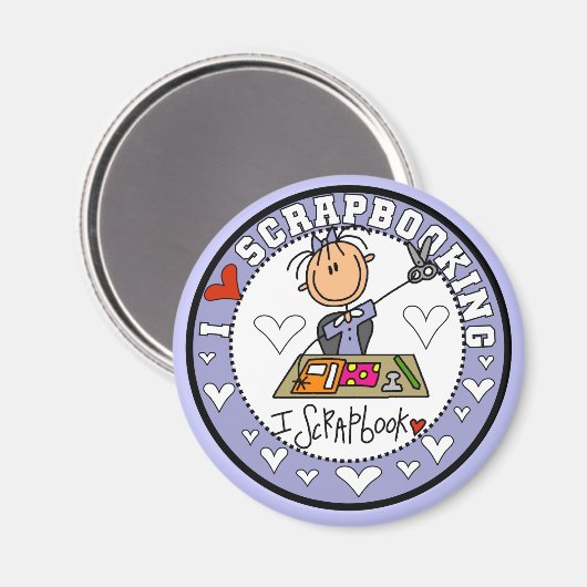 I Love Scrapbooking Tshirts en geschenken Magneet (Voorkant / Achterkant)