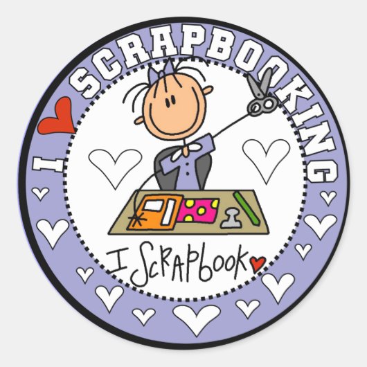 I Love Scrapbooking Tshirts en geschenken Ronde Sticker (Voorkant)