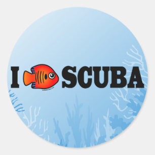 I Love Scuba Ronde Sticker