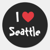 I Love Seattle Ronde Sticker (Voorkant)