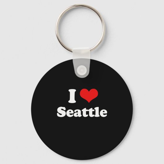 I Love Seattle Tshirt White Tshirt Sleutelhanger (Voorkant)