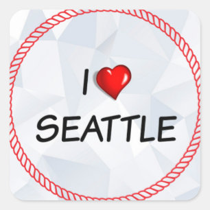 I Love Seattle Vierkante Sticker