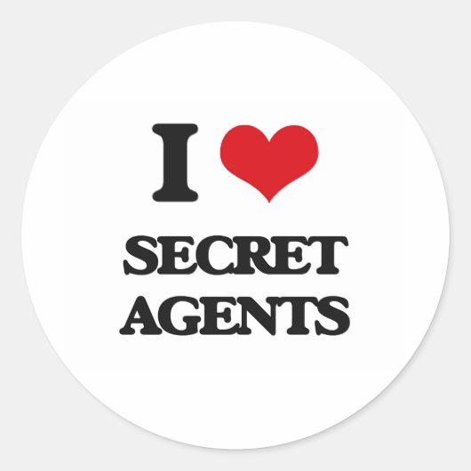 I Love Secret Agents Ronde Sticker (Voorkant)