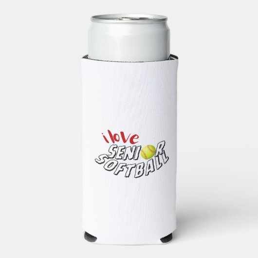 I Love Senior Softball Bottle Cooler (Seltzer Voorkant)