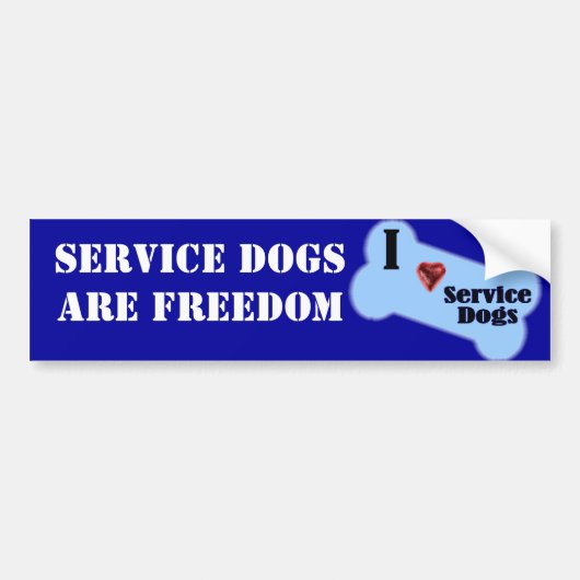 I Love Service Dogs Bumpersticker (Voorkant)