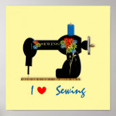 I Love Sewing  Sewing Machine Poster (Voorkant)