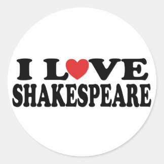 I Love Shakespeare Gift Ronde Sticker