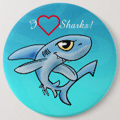I Love Sharks Ronde Button 6,0 Cm (Voorkant)