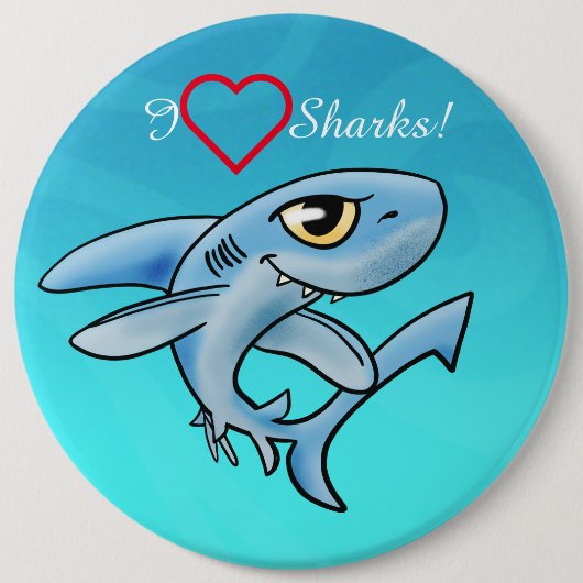 I Love Sharks Ronde Button 6,0 Cm (Voorkant)