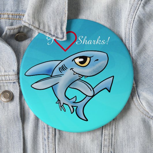 I Love Sharks Ronde Button 6,0 Cm (In situ)