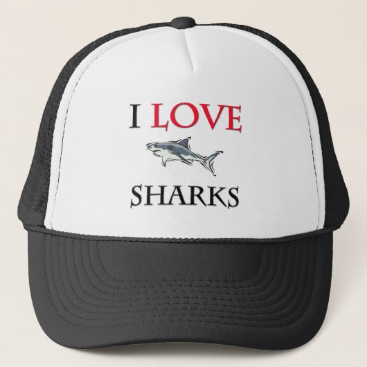 I Love Sharks Trucker Pet (Voorkant)