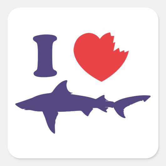 I Love Sharks Vierkante Sticker (Voorkant)
