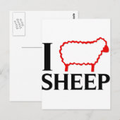 I Love Sheep Briefkaart (Voorkant / Achterkant)