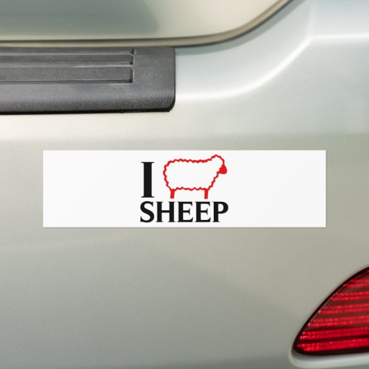 I Love Sheep Bumpersticker (Op auto)