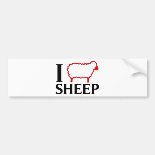 I Love Sheep Bumpersticker (Voorkant)