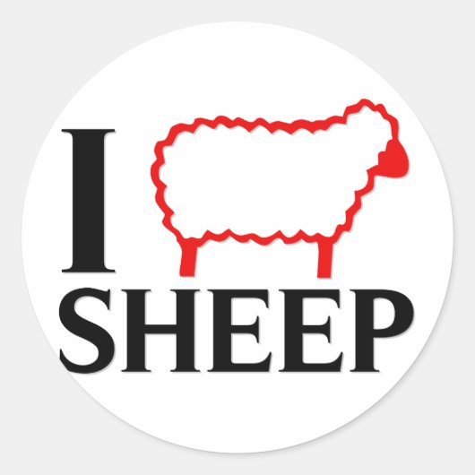 I Love Sheep Ronde Sticker (Voorkant)