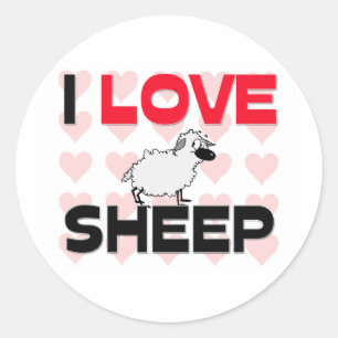 I Love Sheep Ronde Sticker