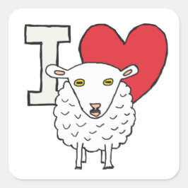 I Love Sheep Vierkante Sticker