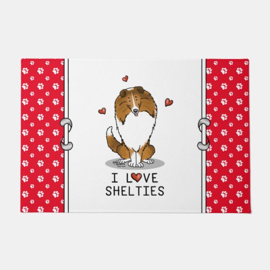 I Love Shelties (sable 2) Shetland Sheepdogs Cute Deurmat (Voorkant)