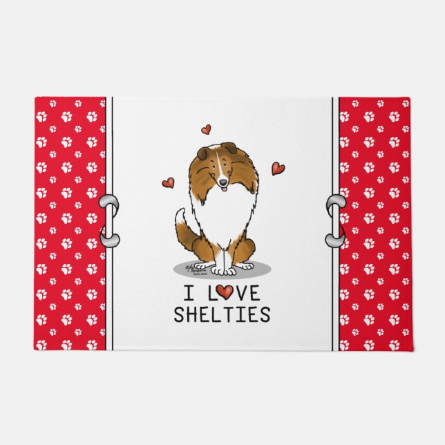 I Love Shelties (sable 2) Shetland Sheepdogs Cute Deurmat (Voorkant)