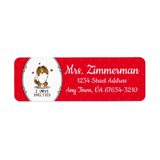 I Love Shelties (sable 2) Shetland Sheepdogs Cute Etiket (Voorkant)