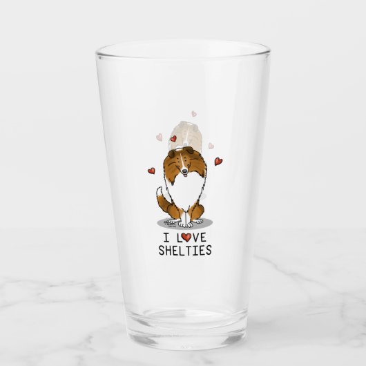 I Love Shelties (sable 2) Shetland Sheepdogs Cute Glas (Voorkant)