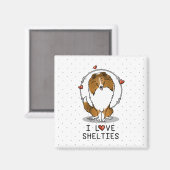 I Love Shelties (sable 2) Shetland Sheepdogs Cute Magneet (Voorkant / Achterkant)