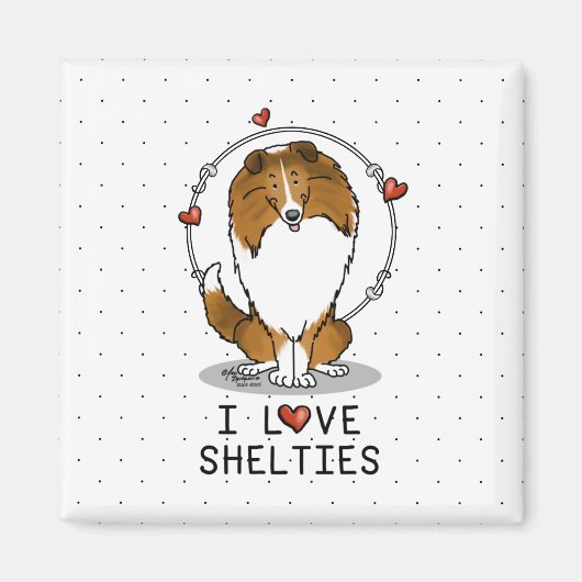 I Love Shelties (sable 2) Shetland Sheepdogs Cute Magneet (Voorkant)
