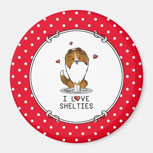 I Love Shelties (sable 2) Shetland Sheepdogs Cute Magneet (Voorkant)
