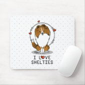 I Love Shelties (sable 2) Shetland Sheepdogs Cute Muismat (Met muis)