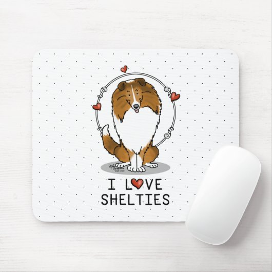 I Love Shelties (sable 2) Shetland Sheepdogs Cute Muismat (Met muis)