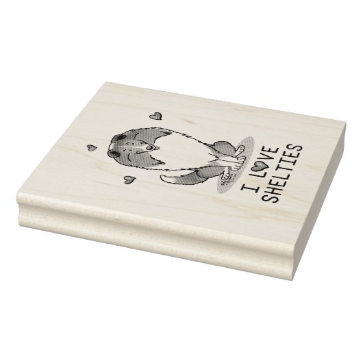 I Love Shelties (sable 2) Shetland Sheepdogs Cute Rubberstempel (Stempel)