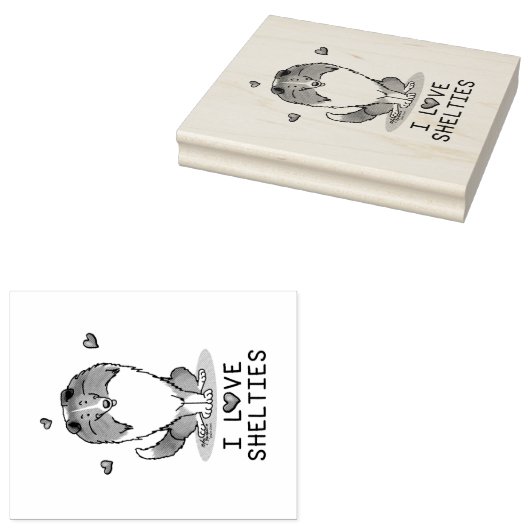 I Love Shelties (sable 2) Shetland Sheepdogs Cute Rubberstempel (Gestempeld)