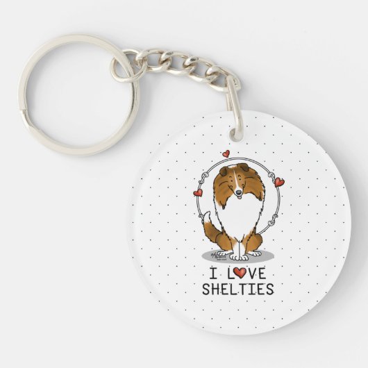 I Love Shelties (sable 2) Shetland Sheepdogs Cute Sleutelhanger (Voorkant)