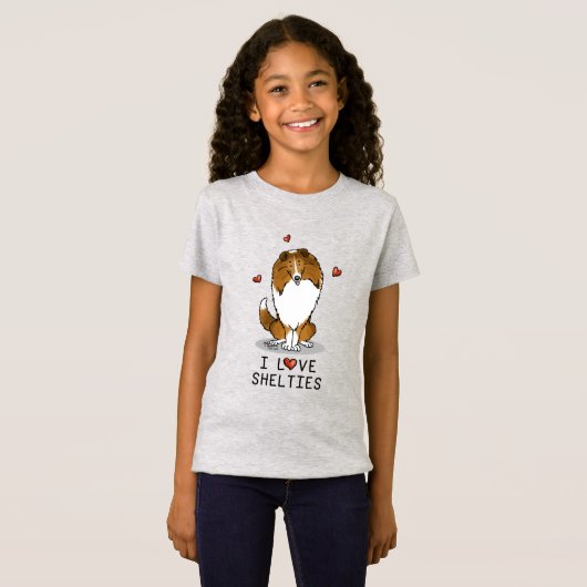 I Love Shelties (sable 2) Shetland Sheepdogs Cute T-shirt (Voorkant volledig)