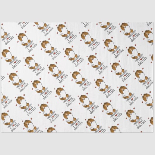 I Love Shelties (sable 2) Shetland Sheepdogs Cute Tissuepapier (Voorkant)