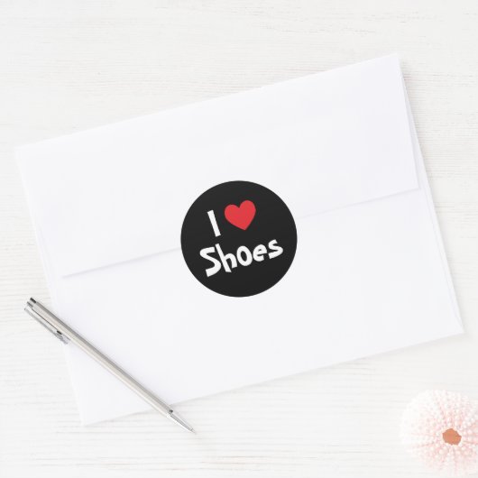 I Love Shoes Ronde Sticker (Envelop)