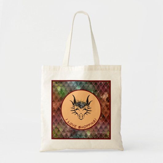 I Love Shopping Dragon Head & Scales Tote Bag (Voorkant)