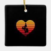 I Love Shopping Retro Sunset Heart Keramisch Ornament (Voorkant)