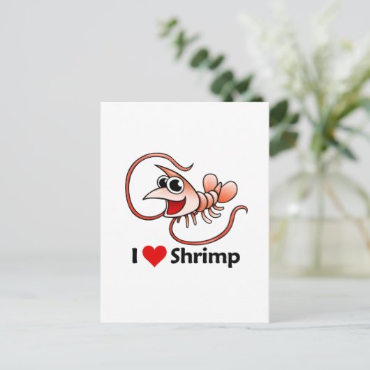 I Love Shrimp Briefkaart (Staand voorkant)