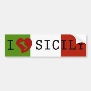 I Love Sicily Flag Bumpersticker