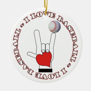 I Love Sign BASEBALL ORNAMENT ASL