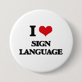 I Love Sign Language Ronde Button 7,6 Cm (Voorkant)