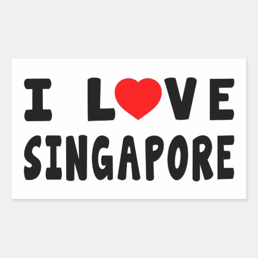I Love Singapore Rechthoekige Sticker (Voorkant)
