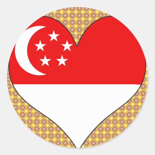 I Love Singapore Ronde Sticker (Voorkant)