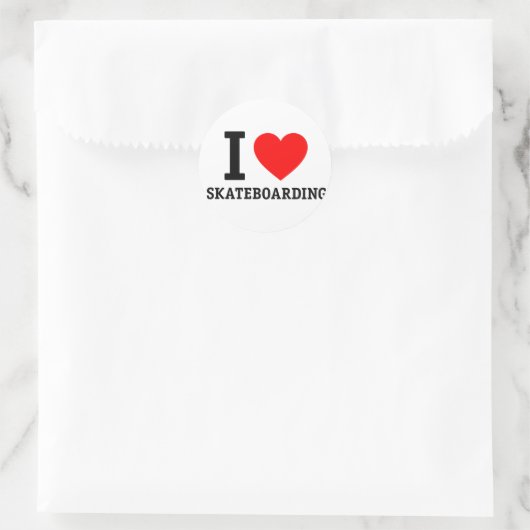 I Love Skateboarding Ronde Sticker (Tas)